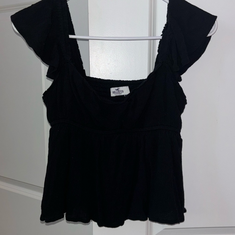 Hollister black peplum top | size small